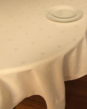 French Damask formal tablecloth in beige colour with modern design