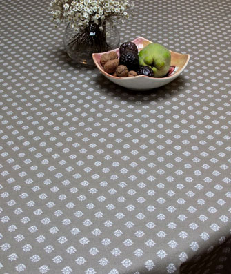 taupe colour coated Jacquard tablecloth