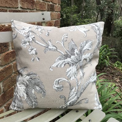beige and black toile pillow cover