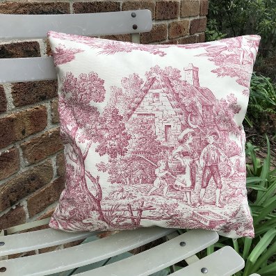 red and white toile de Jouy french cushion cover