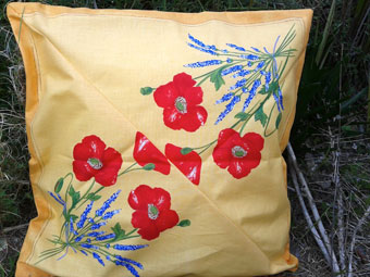 cushion cover with poppies