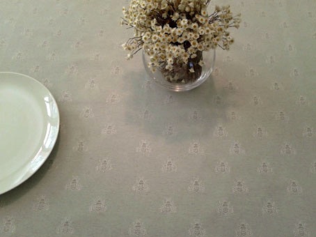 french bees jacquard tablecloth in linen colour