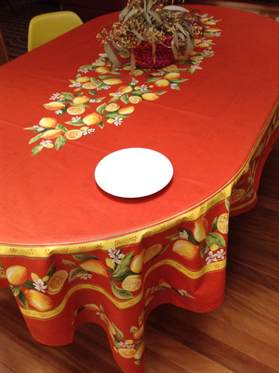 8 seater oval or rectangular plastic treated tablecloth from france