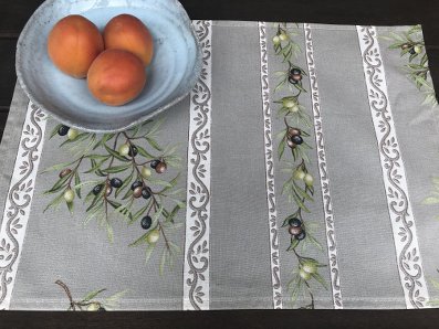 linen colour coated french placemats with olives designs