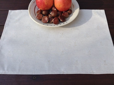 linen colour  woven placemats  with bees designs