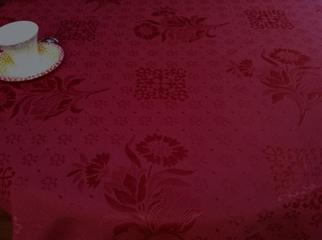 red pique tablecloth