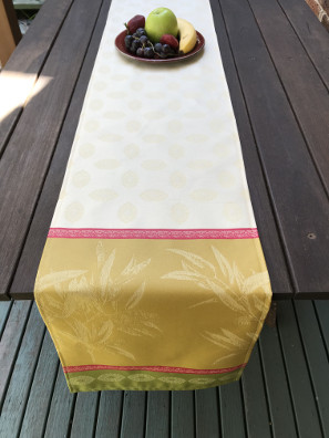 soft yellow coated jacquard table runner