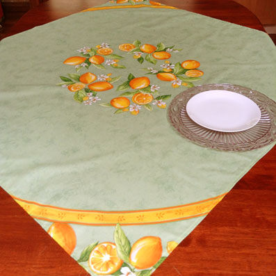 square tablecloth with lemon designs