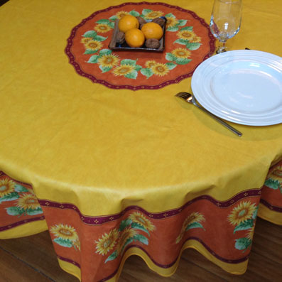 plasticised tablecloth from France with sunflower designs