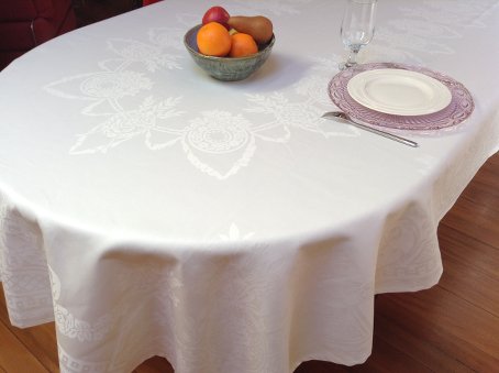 luxury french Jacquard tablecloth in ivory colour