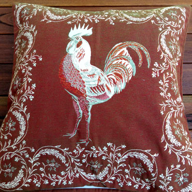 tapestry style cushion cover with rooster