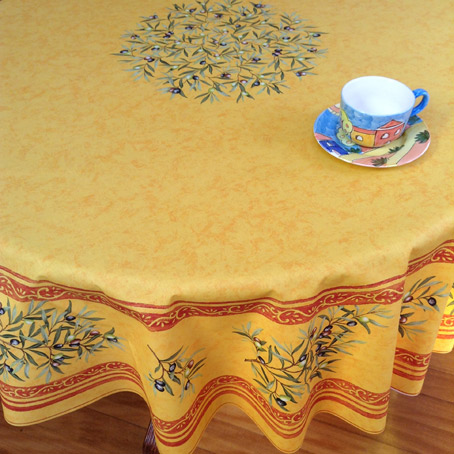 70in round or 90in round coated french tablecloth