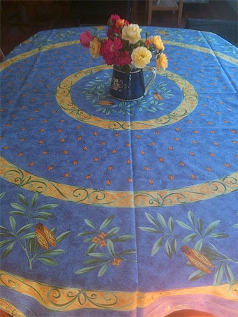 custom oval coated tablecloth