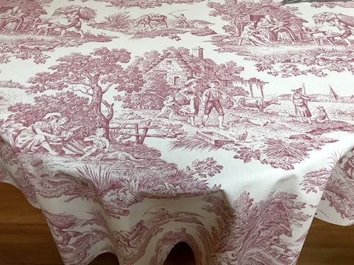 red toile tablecloth from France
