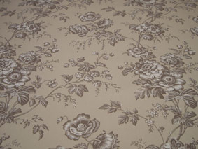 beige flowers toile de jouy fabric