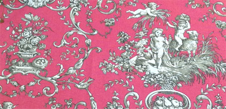pink toile de jouy cloth from france