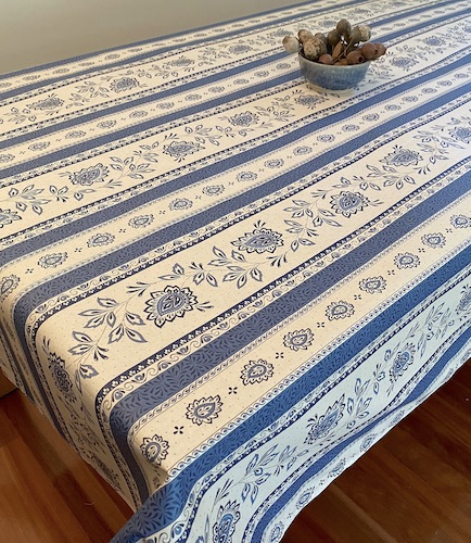 blue and white provencal tablecloth