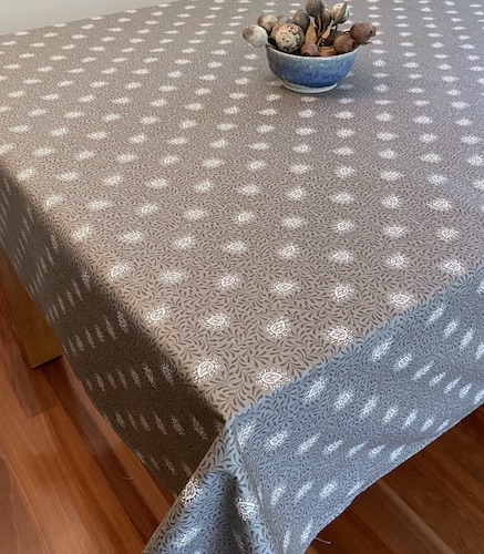 grey all-over design provencal coated tablecloth