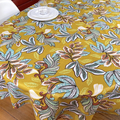 acrylic coated french tablecloth seats 108 with flowers designs
