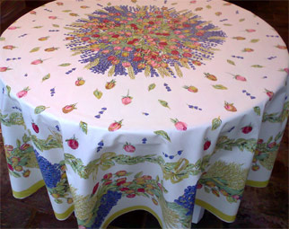 provencal cotton tablecloth 70 in round or 180 cm round or 230 cm / 90 in round