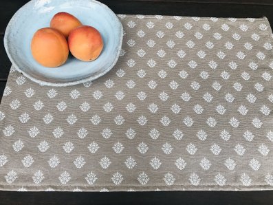 taupe colour coated jacquard french table mats