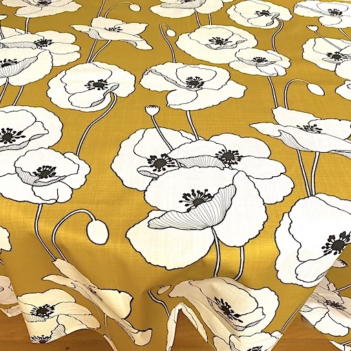 acrylic coated french tablecloth seats 8 with vintage flowers designs