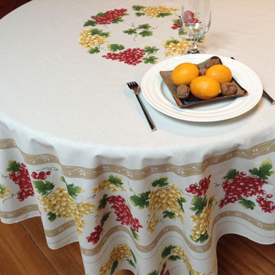 180 cm round cotton Provencal tablecloth with grapes designs
