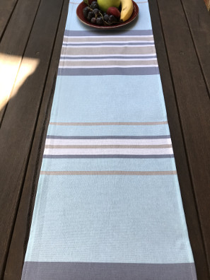 blue stripes coated table runner