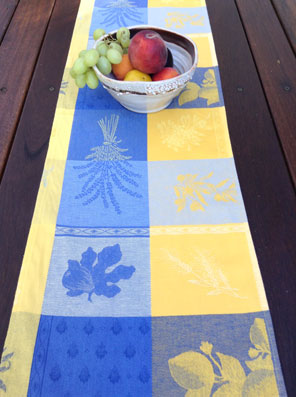 blue and yellow provencal table runner