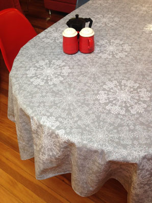 sparking grey christmas tablecloth