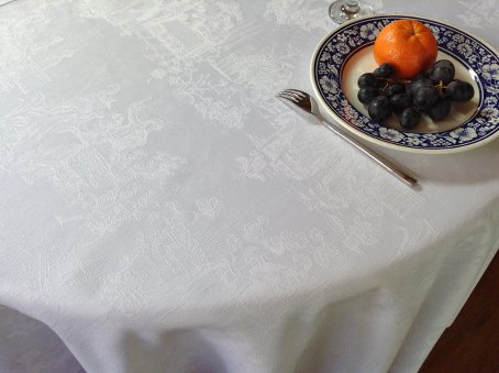 white Damask french tablecloth