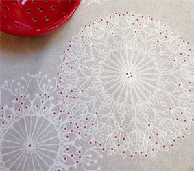winter tablecloth with snowflakes design and acrylic coating