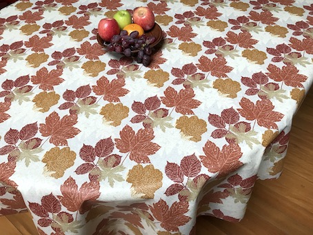 coated tablecloth with Fall colours leaves designs